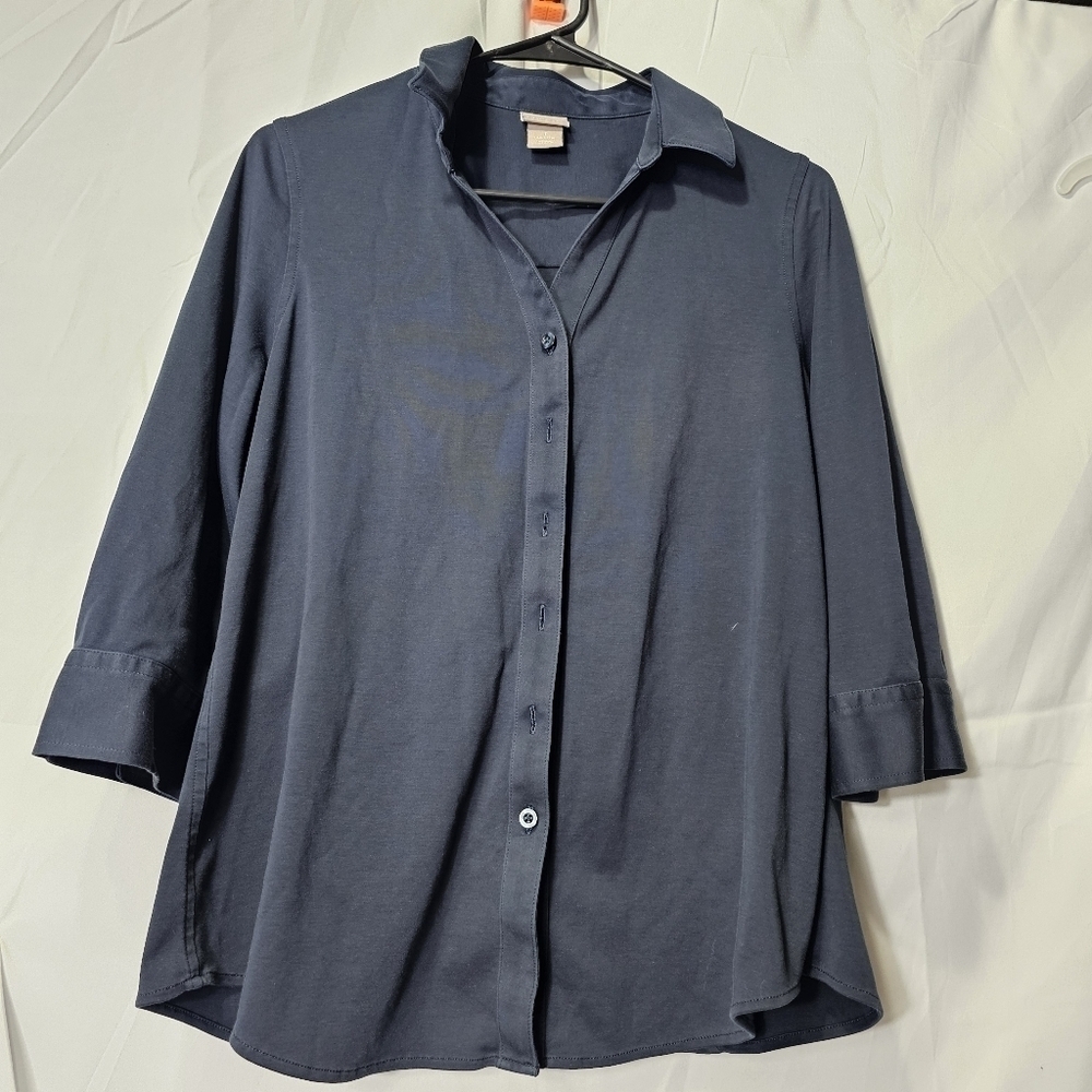 Chico's 3/4 sleeves button down 100% cotton blouse